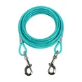 Turquoise heavy-duty steel wire dog tie-out cable with durable metal snap hooks - 6mm Steel Wire Rope Only (Without Stake) / 3m (10ft) / Lake Blue