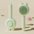 Mint green pet grooming brush with self-cleaning button for cats and dogs grooming - Bag Packaging / Green