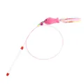 Steel wire cat teaser wand with pink plush fish toy and vibrant colorful ribbons - Steel Wire Fish