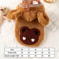 Cute brown plush teddy bear hoodie for small dogs and cats in soft fleece fabric - XS / Coffee
