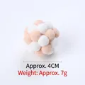 Pet cat plush pom pom toy ball 4cm size in white and peach colors - 4CM Diameter / White Brown