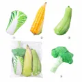 Set of four plush squeaky dog toys in vegetable shapes including corn and broccoli - Cabbage + Corn + Broccoli + Zucchini / Four-Piece Set