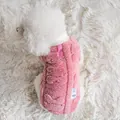 Pink plush pet dog winter coat with leash D-ring for small breeds like Teddy and Bichon. - XS / Pink