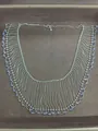 Elegant French style silver ball chain fringe choker necklace with light blue crystal beads - Silver-Purple