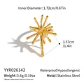 Detailweergave van de 3D roestvrijstalen ring met maat- en gewichtsmetingen - Veelzijdige Ster Bloemblad Stijl (YYR026142)