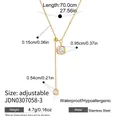Detailed view of gold-plated stainless steel Y-necklace with adjustable zirconia pendant. - Square Style (JDN0307058-3)
