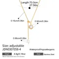 Detailed dimensions of 18k gold plated stainless steel Y-necklace with pearl pendant - Artificial Pearl Style (JDN0307058-4)
