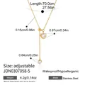 Detailed measurements of a 18k gold plated heart pendant Y-shaped chain necklace. - Heart Style (JDN0307058-5)