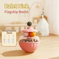 Rosa Katzen-Stehaufmännchen-Futterspielzeug mit Federstab und Katzenminze-Ball für Spielspaß - Inklusive 1 Katzenminze-Ball + 1 Feder + 2 Interaktive Bälle + 3 Ersatzfederköpfe / Rosa Flaggschiff-Stil + 3 Ersatzköpfe