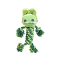 Durable green plush crocodile dog toy with braided cotton rope body for teething and play - Crocodile