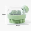 Green silicone pet bathing brush with soap dispenser and handle for dogs and cats - Pet-specific / Green