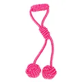 Durable pink and white braided cotton rope dog toy with handle and double ball knots. - Handle Double Ball Style (4号)