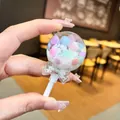 Detail of a lollipop shaker charm with colorful beads and snowflakes in liquid oil. - Without Keychain (1 Piece) / White Luminous Lollipop