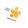 Detailansicht der 25mm großen goldenen Vintage-Blumenbrosche mit Größenangaben - Gebürstete 5-Blatt Blume (G827472)