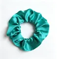 Elegant teal satin scrunchie hair tie for women featuring a smooth silky finish for hair - Turquoise Green (12)