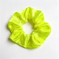 Vibrant neon yellow satin scrunchie with smooth silk-like texture for hair styling - Neon Yellow
