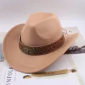 Vintage beige felt western cowboy hat featuring decorative bull skull metal buckle - One Size (57-58cm) / Bull Head Print / Camel