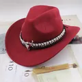 Premium retro wine red felt cowboy hat featuring bull skull and silver studded band detail - One Size (57-58cm) / Two-Tone Bull Head / Burgundy