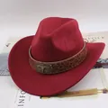 Premium wine red vintage Western cowboy felt hat featuring a decorative leather bull skull band - One Size 57-58cm / Bull Head Print Style / Burgundy