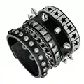 Punkiges mehrlagiges schwarzes Lederarmband-Set mit Nieten und Sternen, 4-teilig. - 4-teiliger Punk Stil (7) / Schwarz