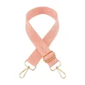 Adjustable pink wide shoulder strap with woven diamond pattern and gold metal clasps for bags - Silver Buckle / Coral Pink