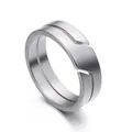 Anello per coppia minimalista in acciaio inossidabile argento con design geometrico - Taglia 7 / Colore acciaio
