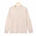 Vintage washed cotton long sleeve T-shirt with distressed finish and oversize fit in khaki - Apricot