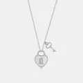 Elegante S925 sterling zilveren hartslot en sleutel hanger ketting met parelmoer - 925 zilver / Platina