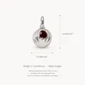 Silver pumpkin shaped copper pendant charm featuring a faceted red zircon stone centerpiece - Onion Pendant #10