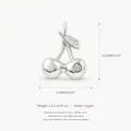 Detailed macro view of a silver cherry pendant with zircon inlay and dimensions - No. 12 Cherry Pendant