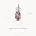 Elegant silver stainless steel pineapple pendant with pink stones, 16.6mm length - Pineapple Pendant #15