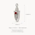 Silver-tone stainless steel corn pendant charm with a bright red zircon gemstone detail. - Corn Pendant #16