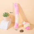 Pluche kattenspeelgoed kussen in roze en geel met kattenkruid voor speelplezier - 38x7cm / Roze