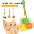 Durable colorful braided sisal rope ball cat toy with hanging metal clip and bell - 3-Pack Sisal Balls