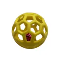 Detailed close-up of a yellow hollow pet toy ball with a pink bell inside. - About 9cm / Yellow