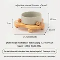 Ciotola grande in ceramica opaca per animali con supporto in legno di quercia e sfere. - Supporto per Ciotola Singola (Supporto Medio) / Ciotola Medio-Grande (circa 1200ml) / Grigio