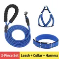Komplettes 3-teiliges reflektierendes Set aus Hundeleine, Geschirr und Halsband in Blau - S / Dreiteiliges Set / 6mm*1.5m / Blau
