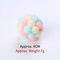 Colorful handmade plush pom-pom ball cat toy, 4cm diameter for fun and chewing. - 4CM Diameter / Pink Yellow Blue