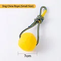 Durable small dog chew rope toy featuring a 7cm yellow textured ball for pet play - EVA Rope Ball Small / Ball 7cm / Yellow