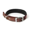 Durable reflective brown nylon dog collar with soft foam padding and metal buckle - 1.5cm / Coffee