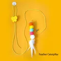 Interactive colorful pom-pom caterpillar cat toy with elastic string and suction cup - Hanging Cat Teaser (Caterpillar Style)