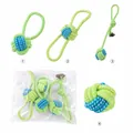 Durable green and blue woven cotton rope dog toy set for molar cleaning and chewing - Value 4-Piece Set (Blue-Green Rope Balls) / Four-Piece Set