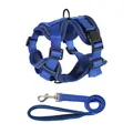 Nahaufnahme des blauen atmungsaktiven Hundegeschirrs mit Reflexstreifen und Leinenset - S (1,5-3kg) / Geschirr Und Leine Set / Dunkelblau