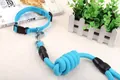 Detailaufnahme einer hellblauen geflochtenen Hundeleine mit passendem Halsband-Set - Halsband Und Leine / 6mm*120cm / Himmelblau