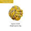 Palla giocattolo per cani in corda di cotone annodato giallo e grigio, diametro 6,5 cm - Medio (Circa 6.5cm) / Giallo