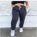 Comfortable high-waist drawstring sweatpants in charcoal grey for casual activewear - 3XL / Bottoms / Navy Blue