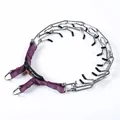 Collar de adiestramiento de metal con púas ajustable y correa de nailon púrpura y puntas - Reflectante con tapas protectoras / 2.5mm*35cm / Púrpura