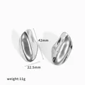 Detail view of irregular stainless steel earrings with size markings 42mm x 22.5mm - Wrinkled Irregular Style (TE60919-S) / 42x22.5mm / Silver