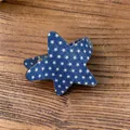 Vista detallada de pinza para el pelo con forma de estrella azul y estrellas blancas - Hair Clip - Blue & White Star