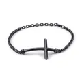Minimalist gunmetal stainless steel bracelet featuring a stylish curved cross centerpiece - Gun Black (KB110129-K)